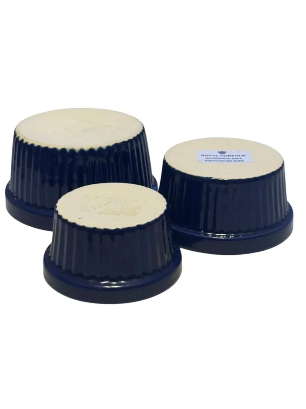 Set Of 3 Royal Norfolk Navy Blue Ceramic Ramekins